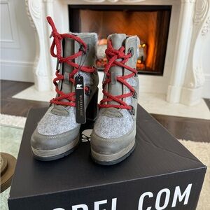 Sorel Gray and Red Winter Boots